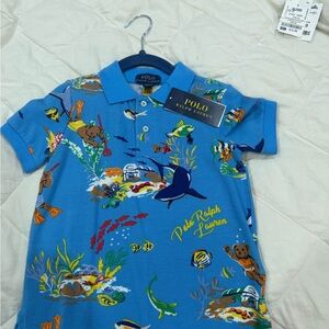 Polo by Ralph Lauren Bright Blue Ocean Print Polo. Brand new with tags